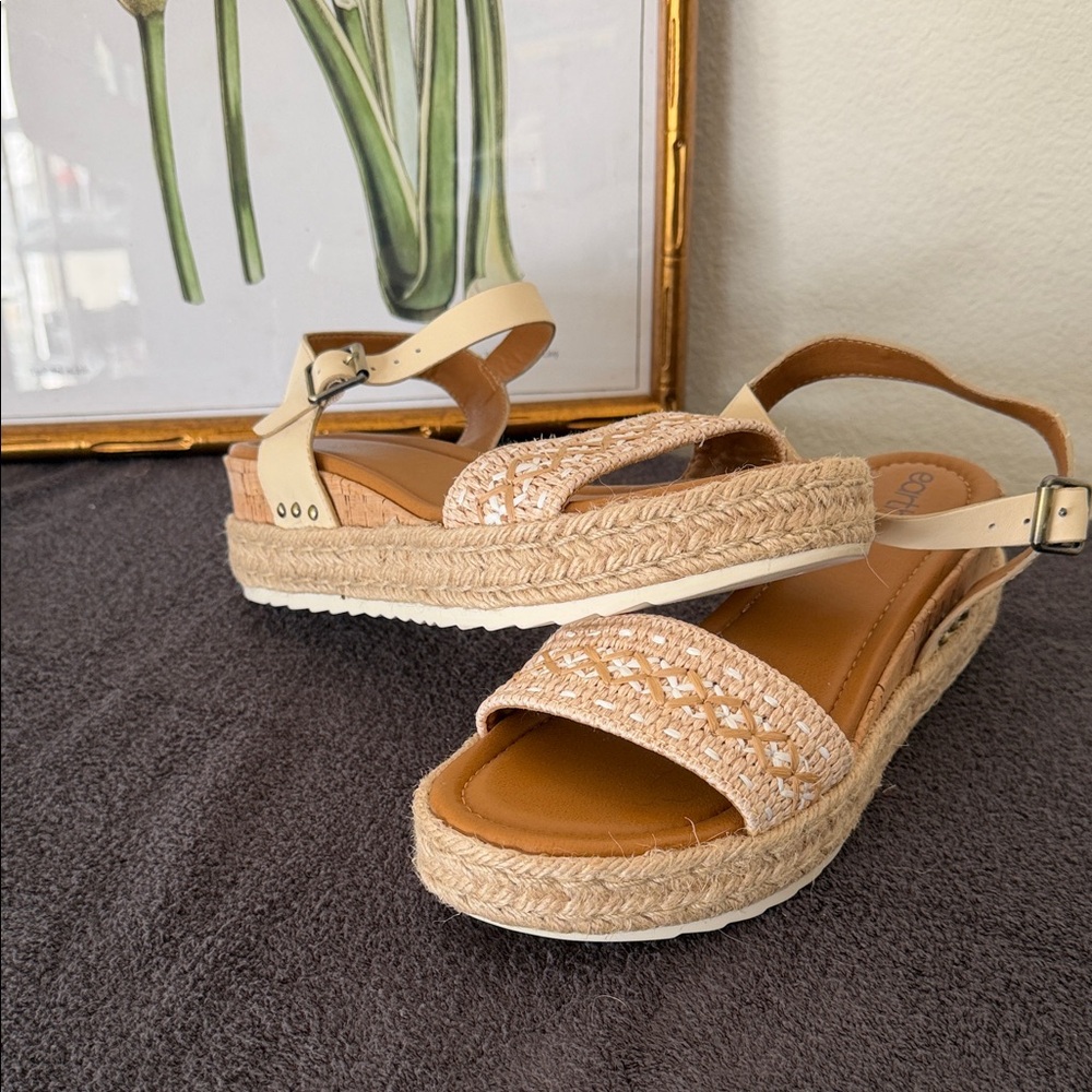 Earth Cream and Tan Espadrille Sandals